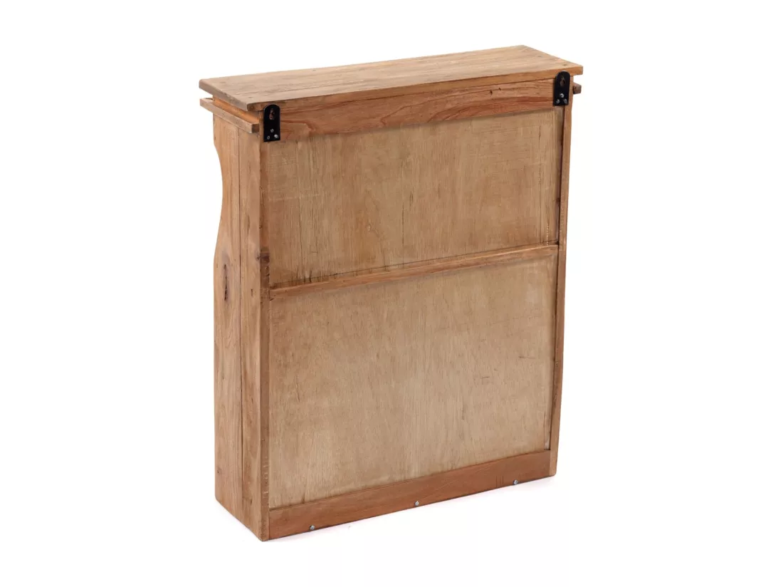 ARMOIRE MURALE Ribera Bois massif en acajou, 2 portes en verre, 3 crochets couleurs naturelles