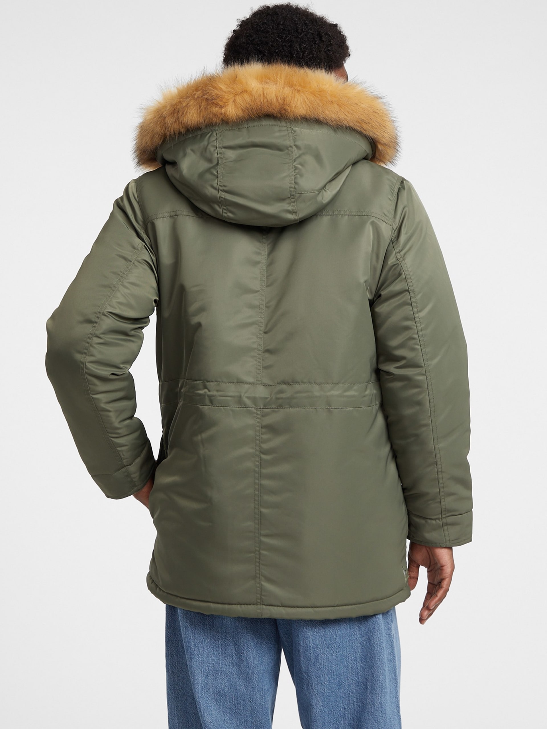 Parka com capuz em nylon