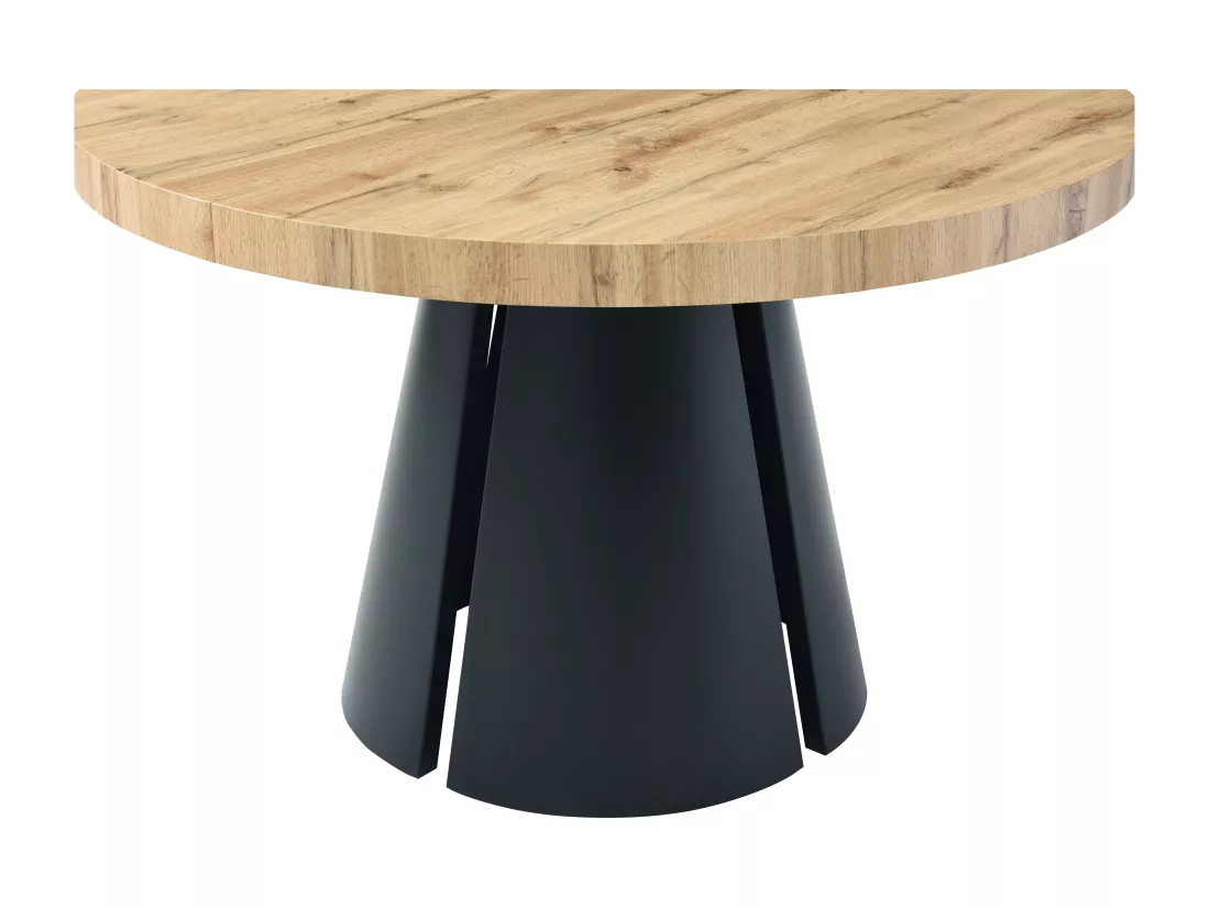 Table à manger extensible 4 à 12 personnes en MDF et métal noir - Naturel clair - JARELIA