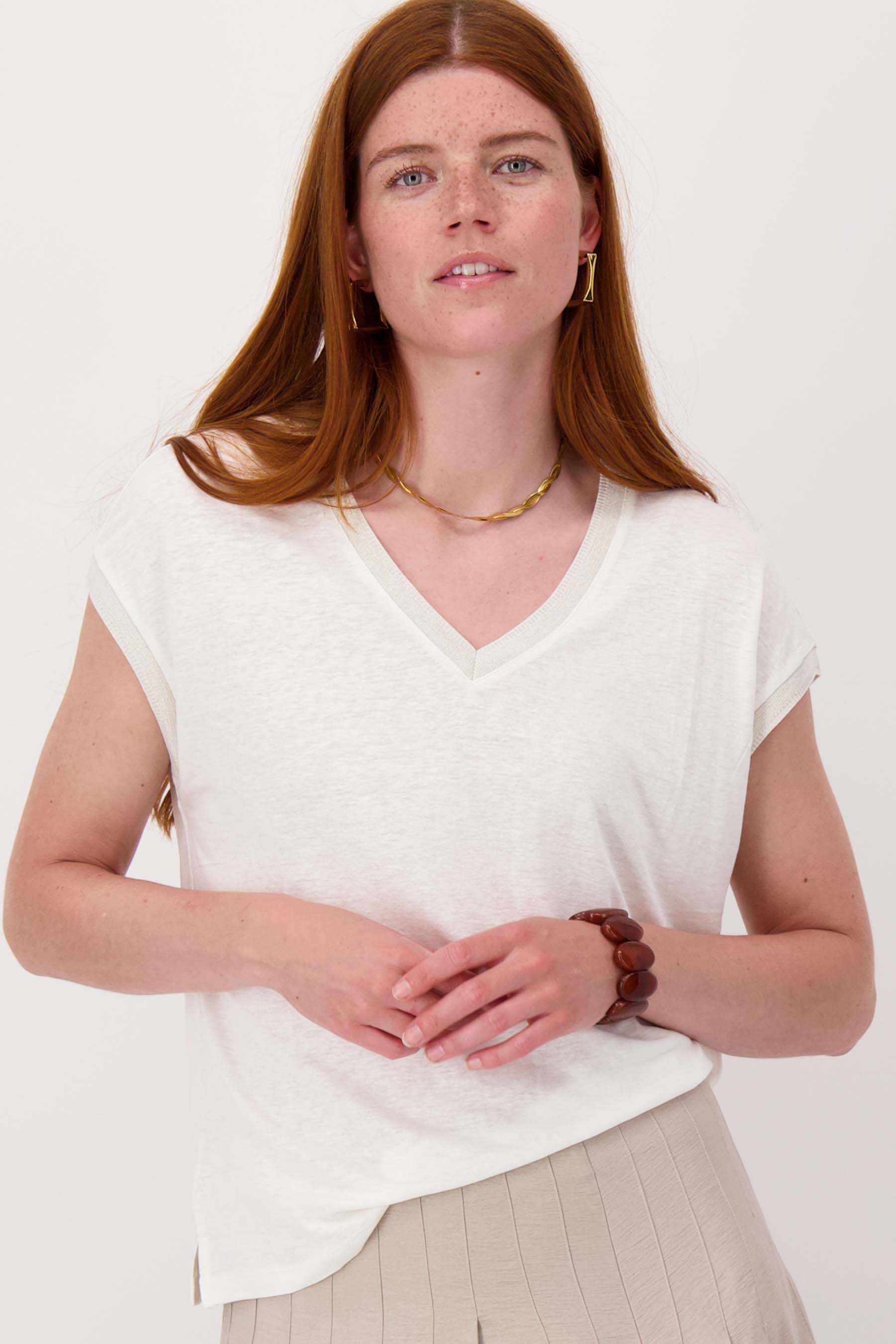 V hals top met lurex boord