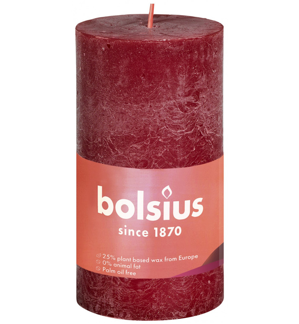 Bolsius Rustiekkaars Shine 100/50 Velvet Red (1 stuk)
