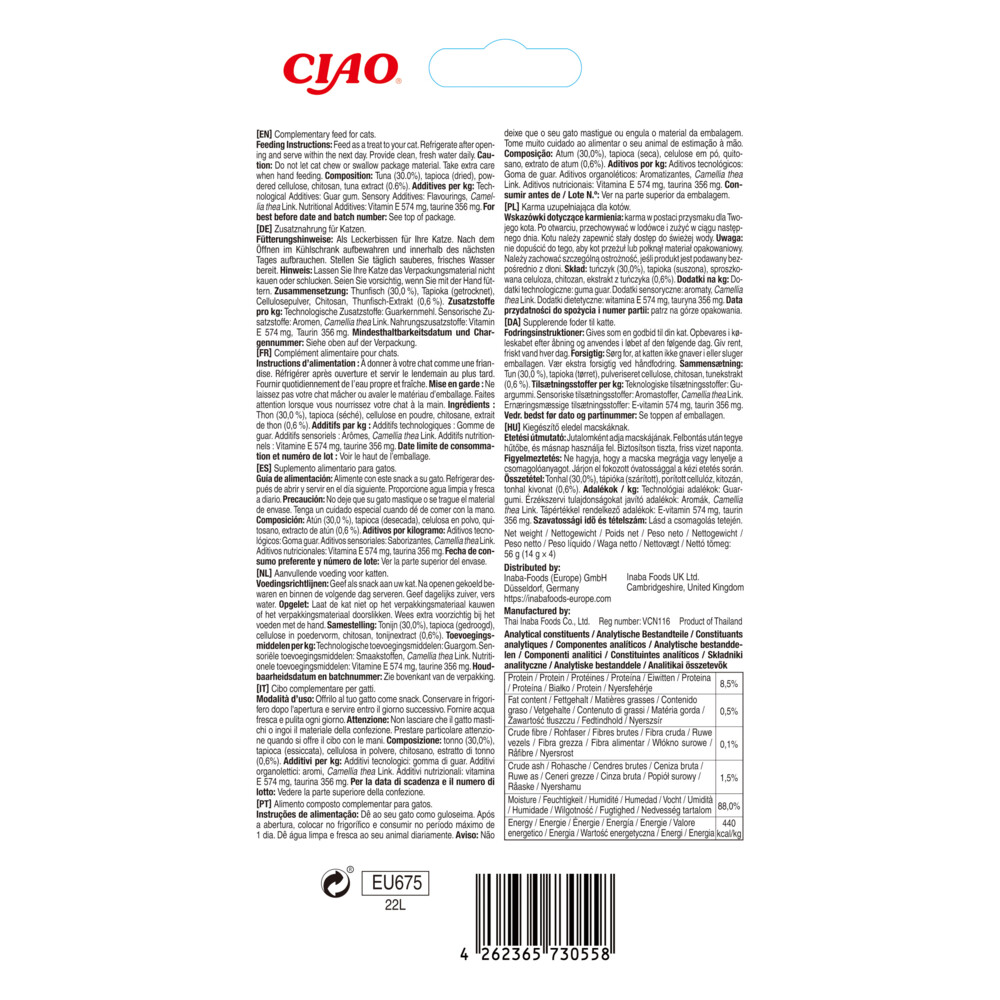 Ciao Churu Kat Haarbal Control Tonijn56 gr