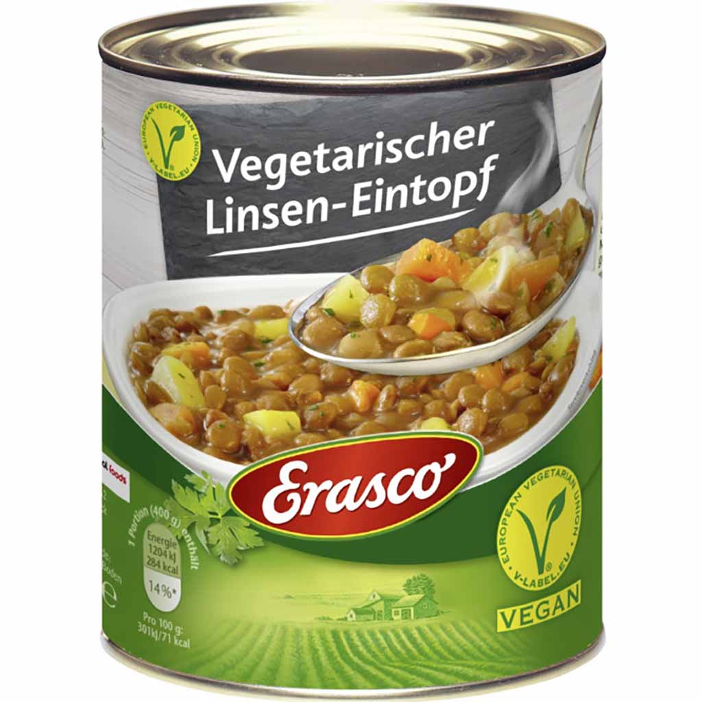 Erasco Eintopf Vegetarischer Linsen-Eintopf 800g MHD:30.12.27