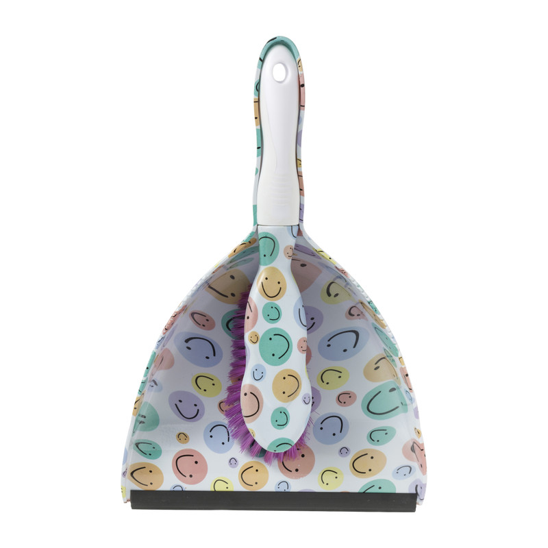 Veger en blik smiley - set van 2 - 35x22x10 cm