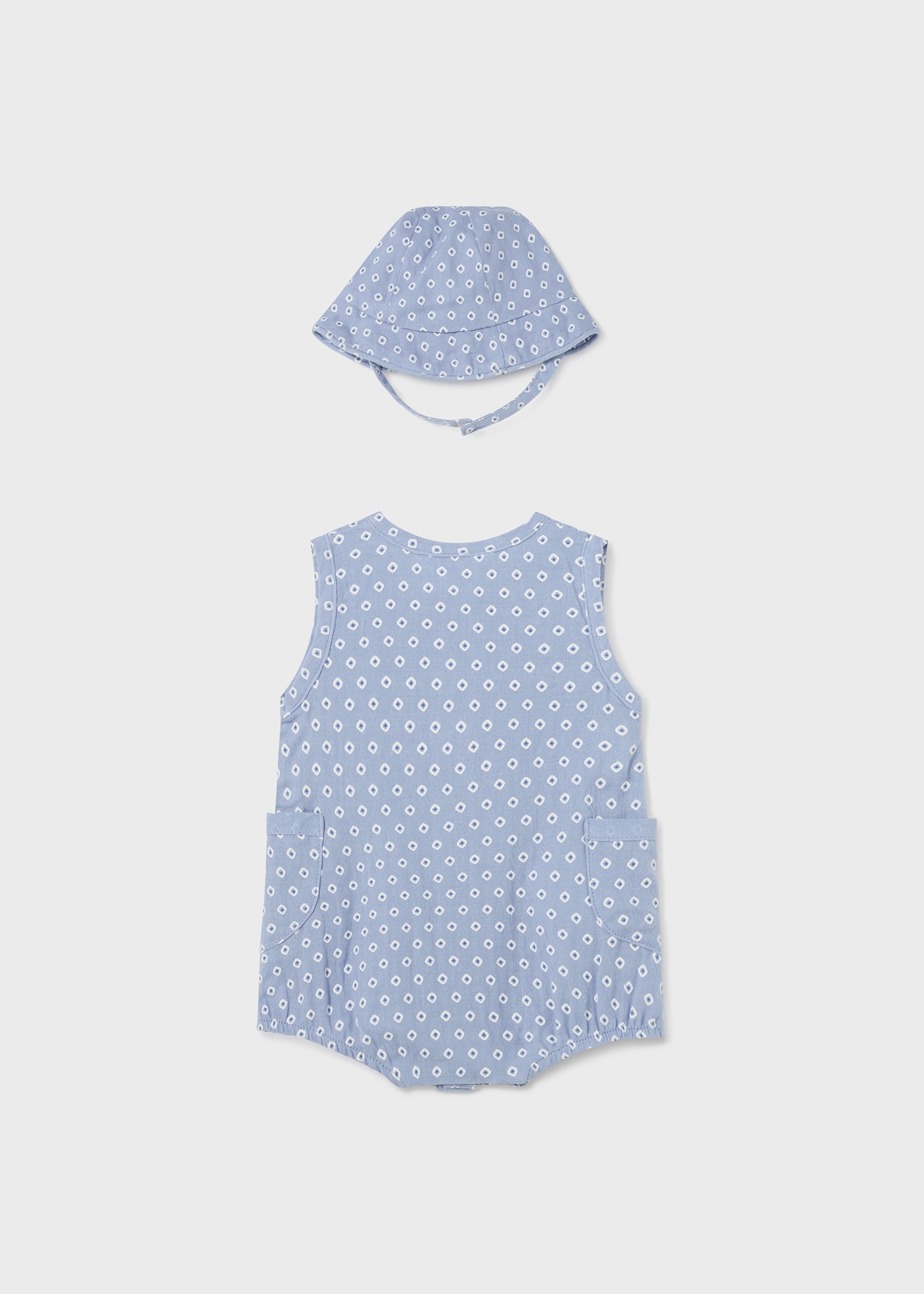Macacão estampado Better Cotton com chapéu para recém-nascidos, milho