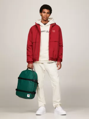Jaqueta com capuz e logo tonal
