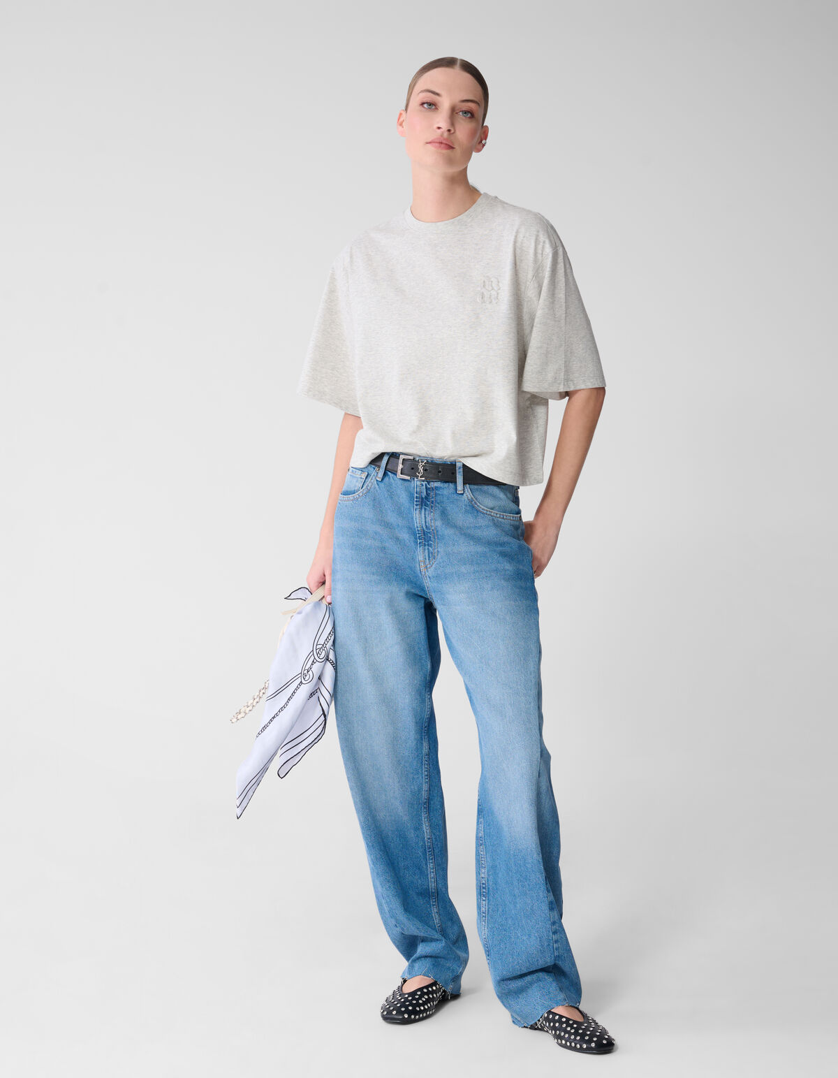 Oversized Logo T-shirt Lichtgrijs By Mieke