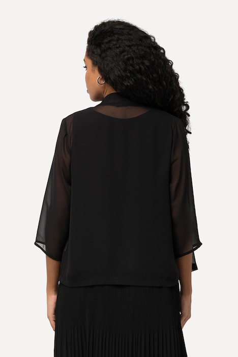 Chiffonjacke, Oversized, Schalkragen, 3/4-Arm