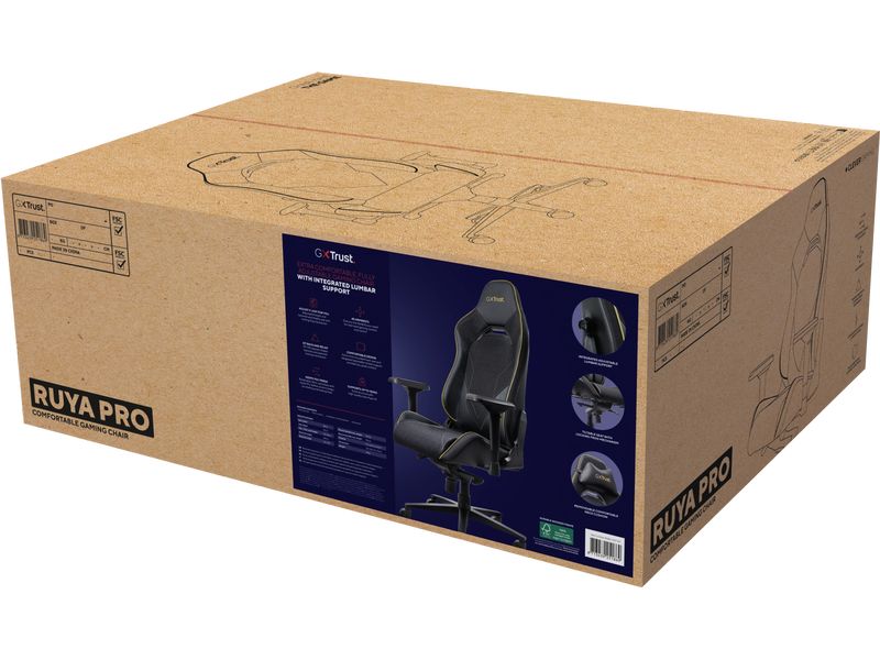 Trust Gaming-Stuhl GXT 721 Ruya Pro Schwarz Komfortabler Premium-Gaming-Stuhl