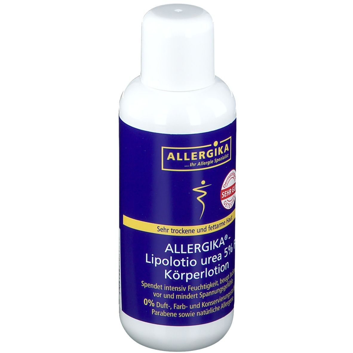 ALLERGIKA® Lipolotio Urea 5% F - Feuchtigkeitsspendende, rückfettende Körperpflege bei sehr trockener, gespannter und schuppiger Haut, Xerosis oder Diabetes
