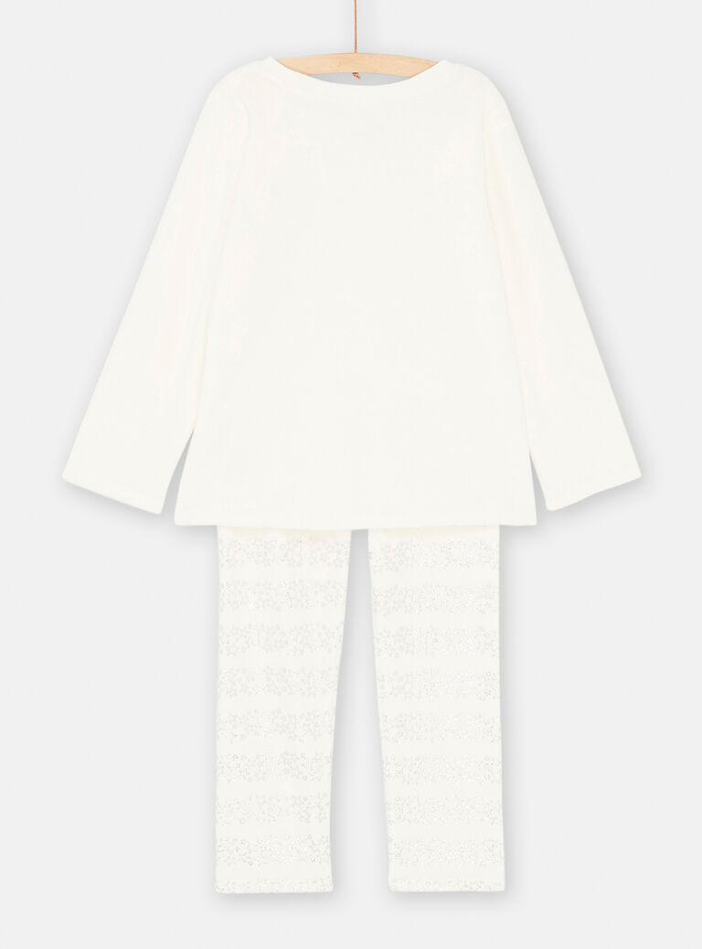 Pyjama ecru fantaisie argenté pour enfant fille