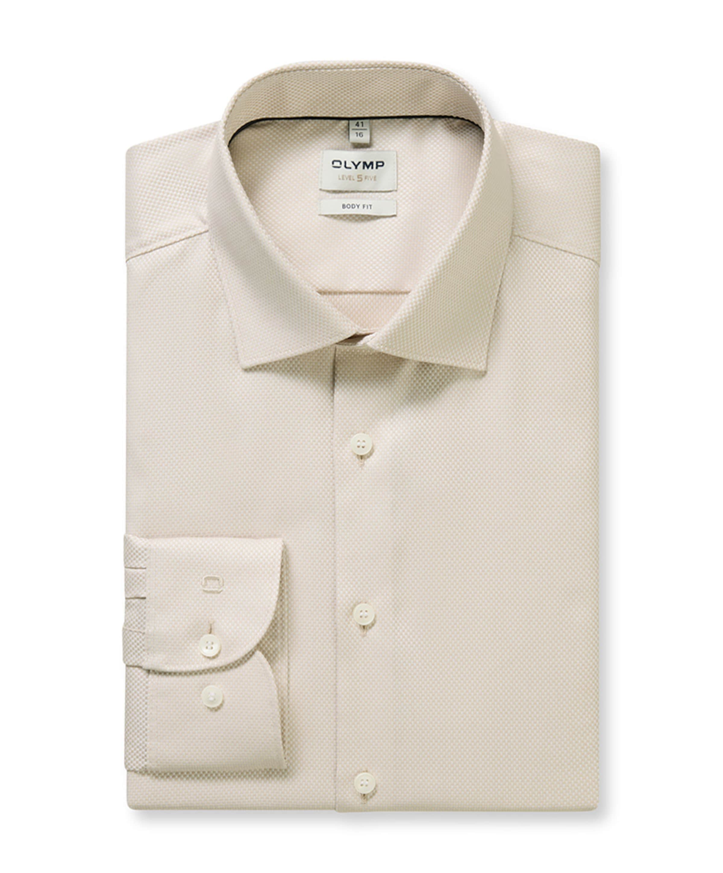 Olymp Level 5 Heren overhemd lange mouw beige