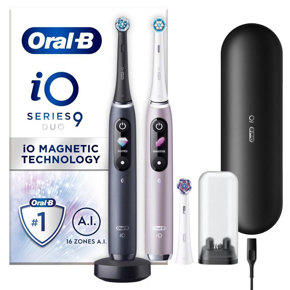 Oral-B - iO9 Duo Pakke Sort Onyx & Rosenkvarts Elektrisk Tandbørste