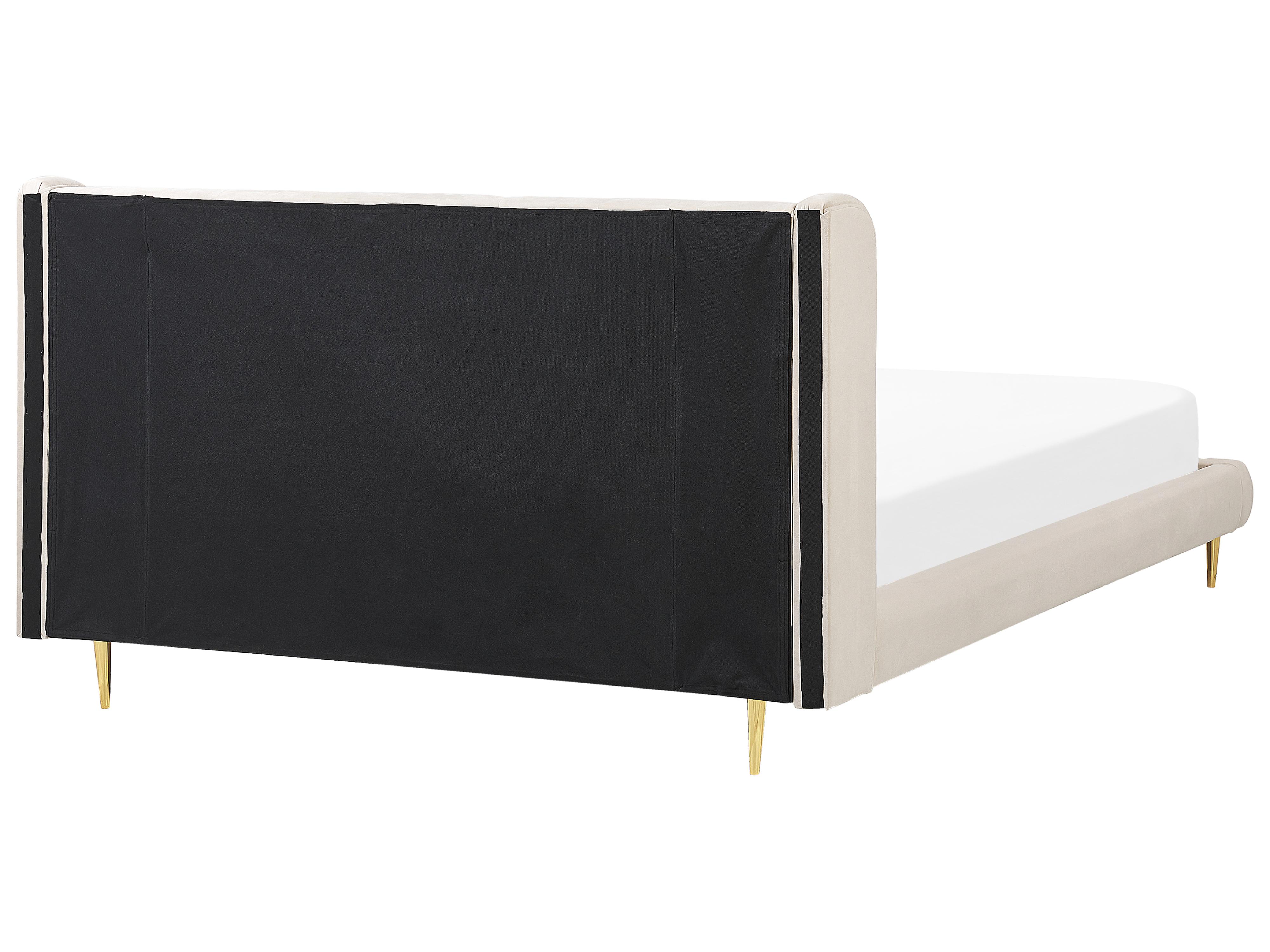 Bed Fluweel FORBACH 180 x 200 cm Beige