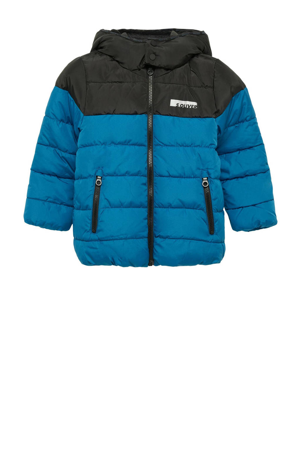 s.Oliver gewatteerde winterjas zwart/blauw