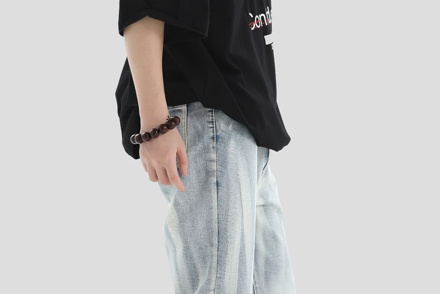 INStudio - Mid Rise Washed Straight Leg Jeans
