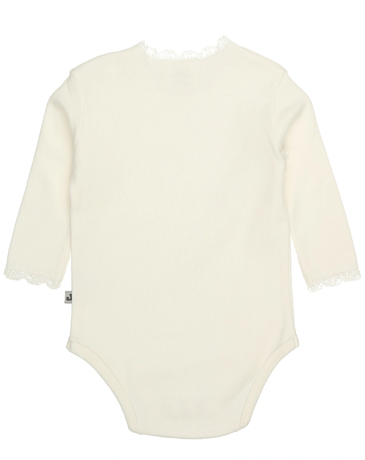 Langarm-Body SPITZENBORTE in offwhite