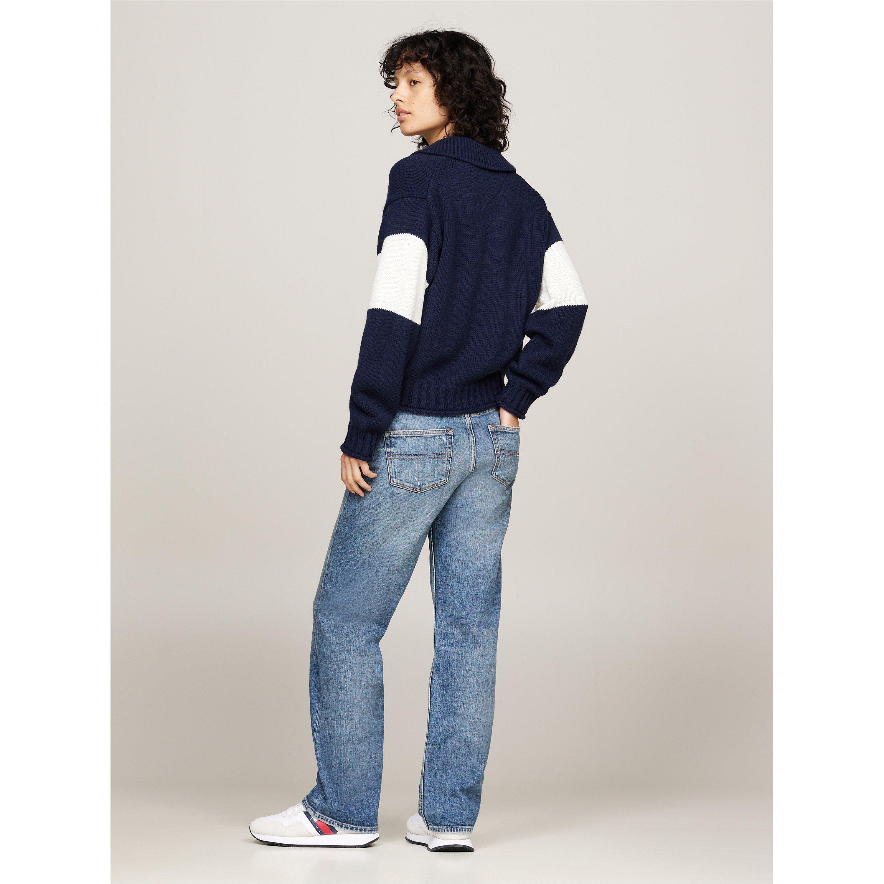 Tommy Jeans Rugby Style V-Neck Cropped Jumper