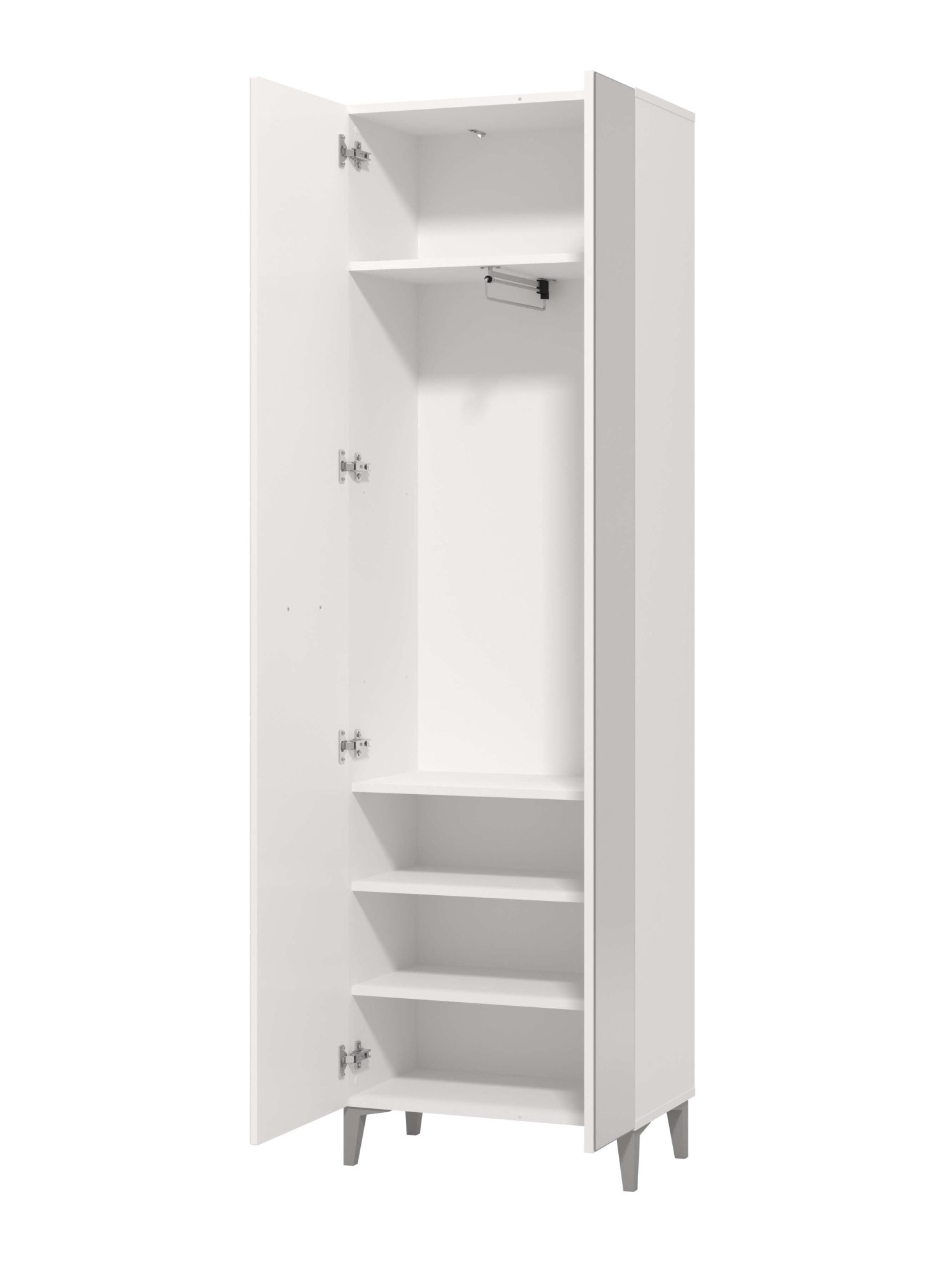 INOSIGN Garderobenschrank »Belfort, Kleiderschrank, Stauraumschrank, Flurschrank, Höhe 195 cm« in Opaque Weiss mit MDF-beschichtet Fronten, mit Spiegel