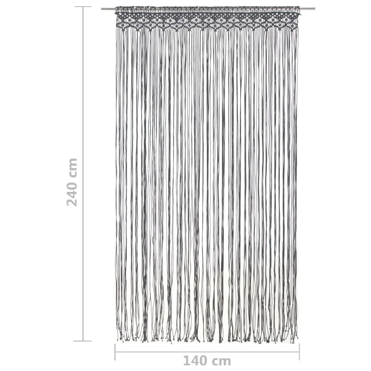 vidaXL Rideau Macramé - Anthracite - 140x240 cm