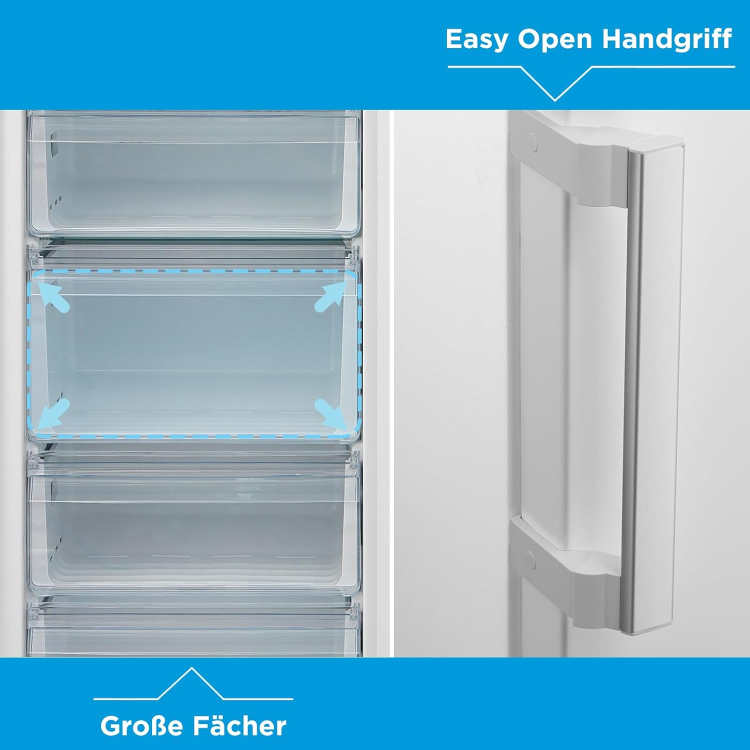 Midea MDRU333FZE01 Gefrierschrank/Kühlschrank/172,2 cm hoch/NoFrost/Flexible Kühl- und Gefrierfunktion/Superkühl/238L/Große Fächer/Zero Clearance/Easy Open Handgriff/Wechselbarer Türanschlag/Weiß