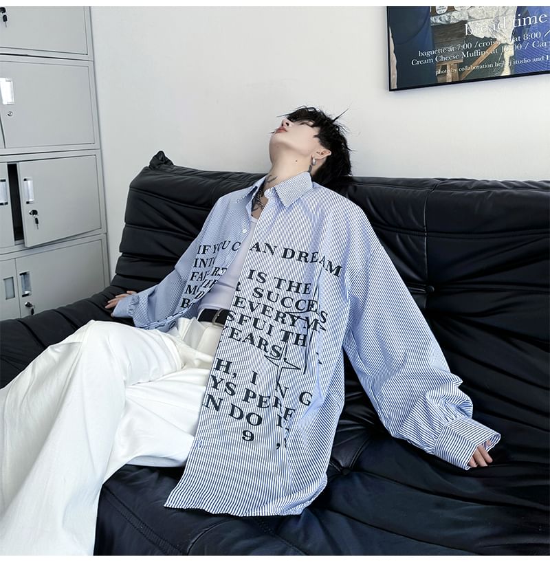 Adotuastic - Gestreept shirt met lange mouwen en letters