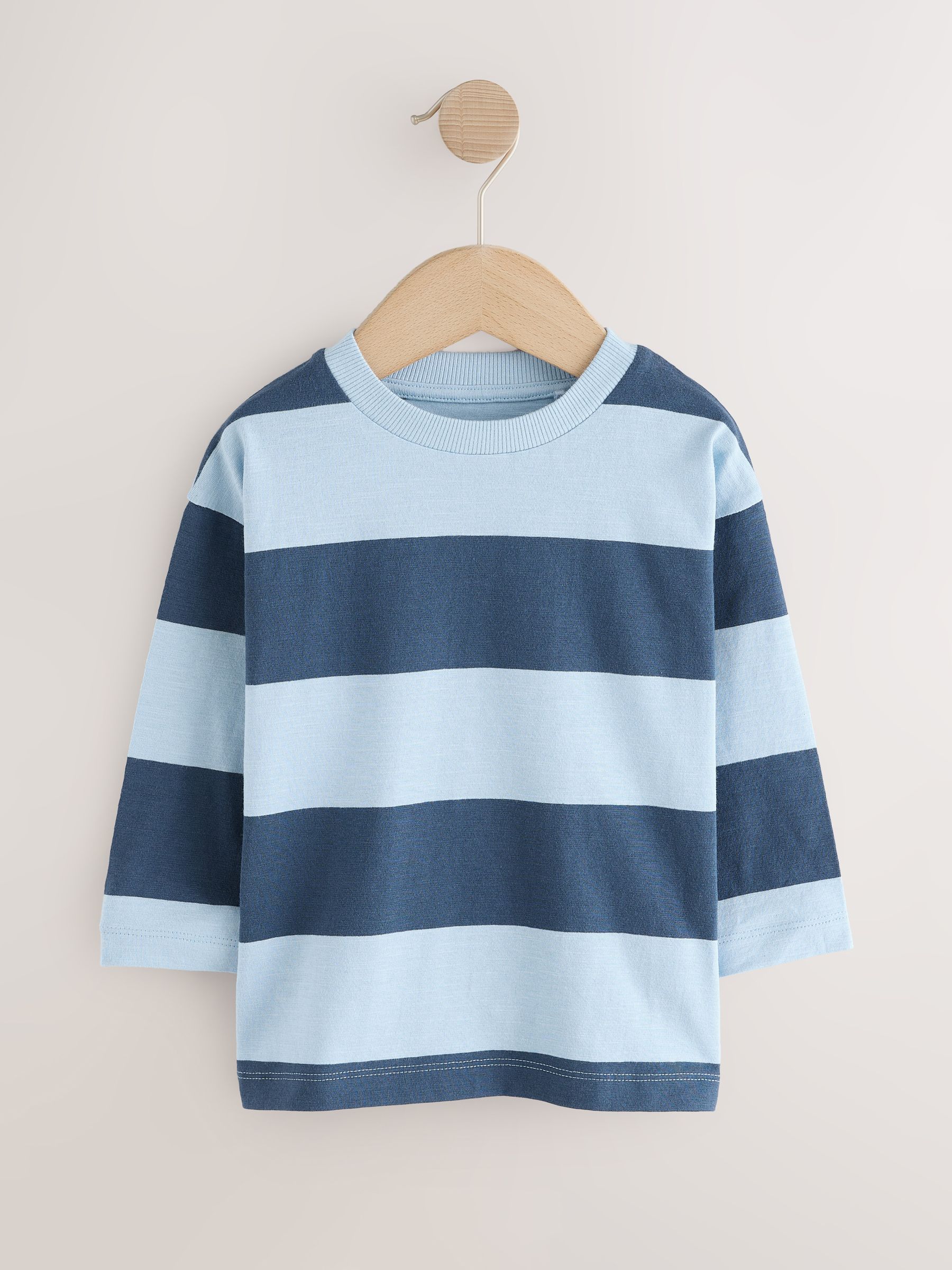 Blauw graafmachine - Set van 3 T-shirts met grafische print en lange mouwen (3mnd-7jr)