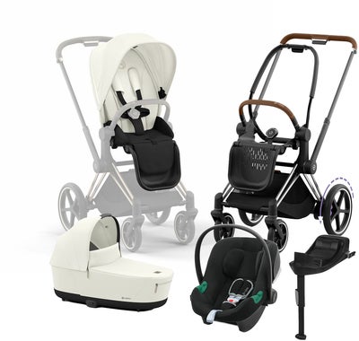 Cybex e-Priam Duovogn inkl. Aton B2 & Base, Off White/Chrome Brown