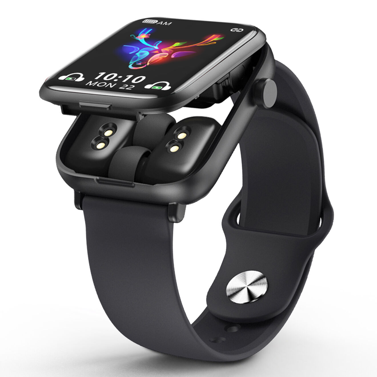 Onamaste Montre connectée  multifonctions + Écouteurs integrés noire