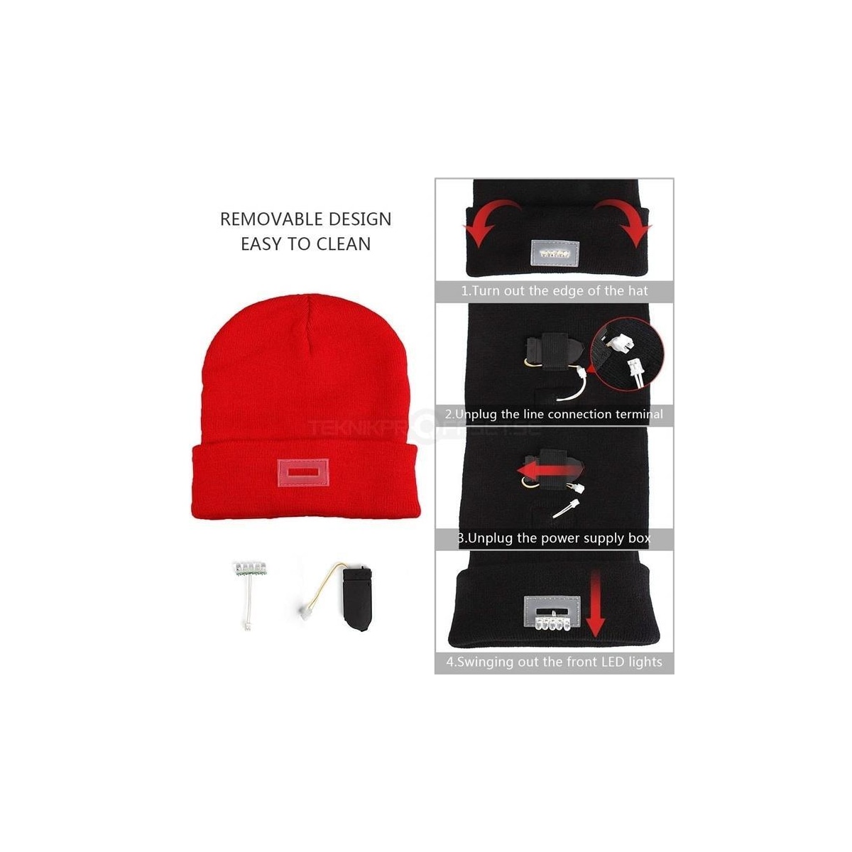 LED Beanie med fem innebygde lys - Kamuflasje