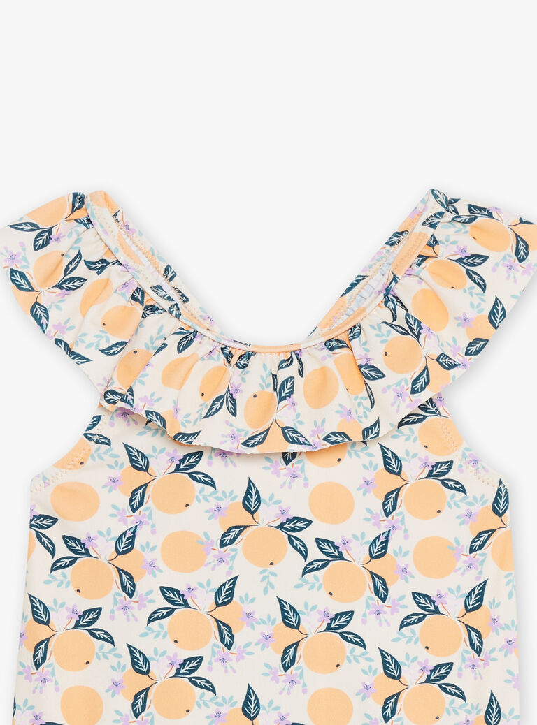 Maillot de bain 1 pièce orange et bleu à imprimé clémentines