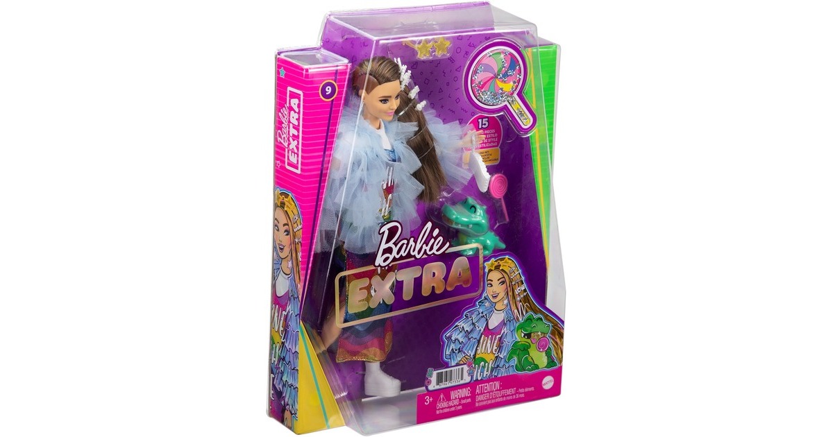 BarbieExtra #9 - Blue Ruffled Jacket with Pet Crocodile Pop
