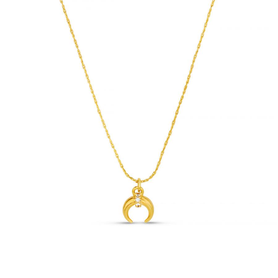 Orelia Jewellery Fine Pave Crescent Charm Necklace