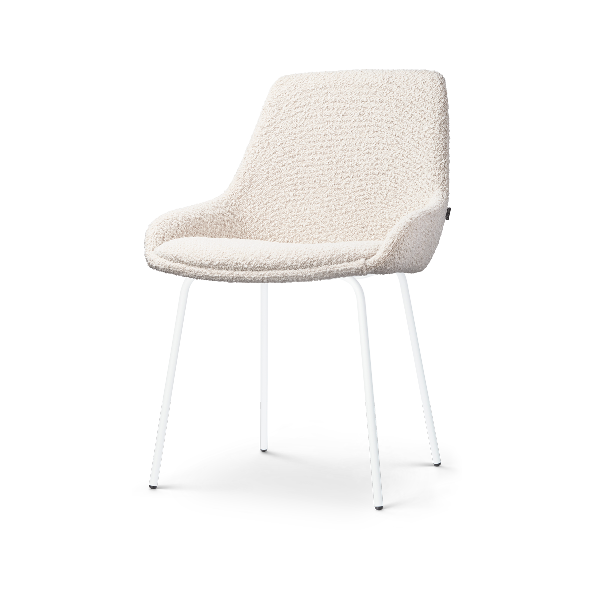 Eetkamerstoel Nora-Isa bouclé beige - wit onderstel
