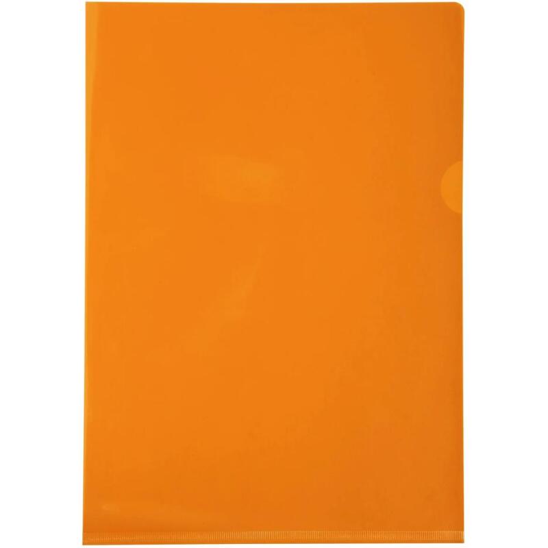 Etui carton de 100 pochettes coin PVC lisse haute résistance 13/100e - A4 - Orange