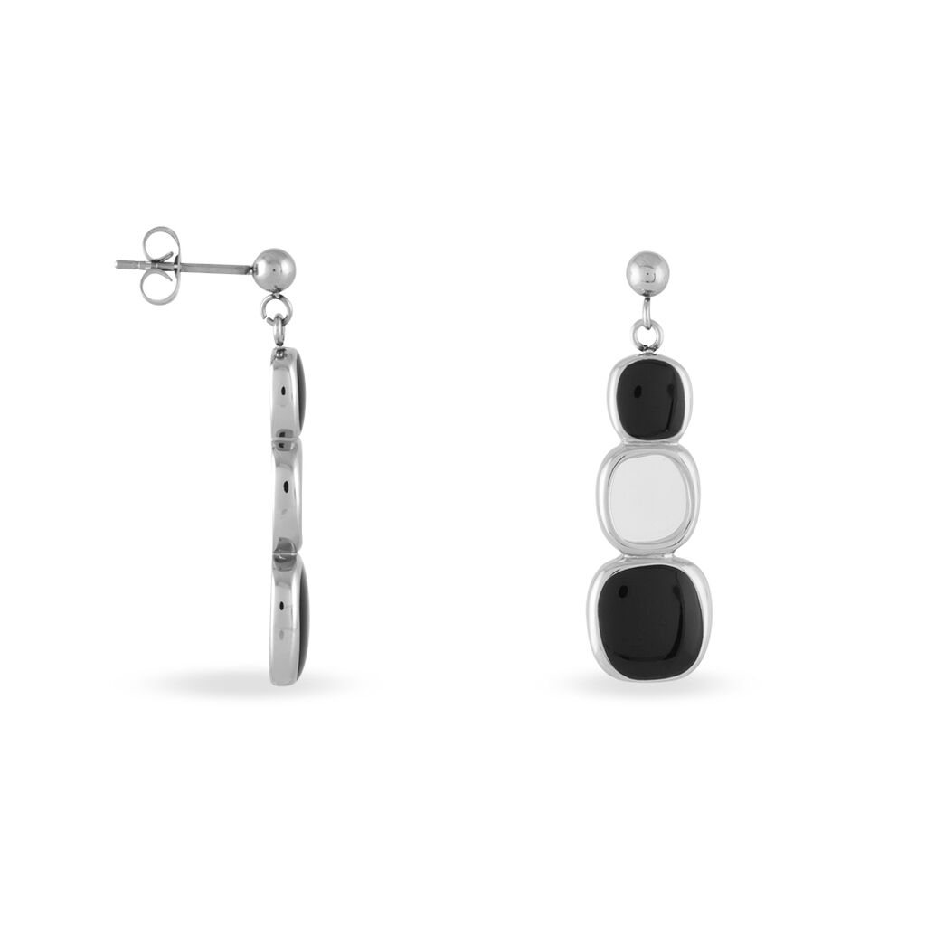 Boucles D'oreilles Pendantes Hatayi Acier Blanc