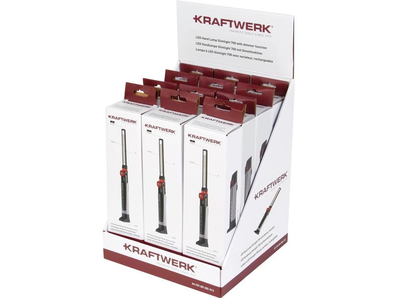 Kraftwerk Akku-Lampe 12 x LED Handlampe Slimlight 700, 3.7 Leistungsstarke Handleuchten mit flexibler 180° klappbarer Lichtrichtung