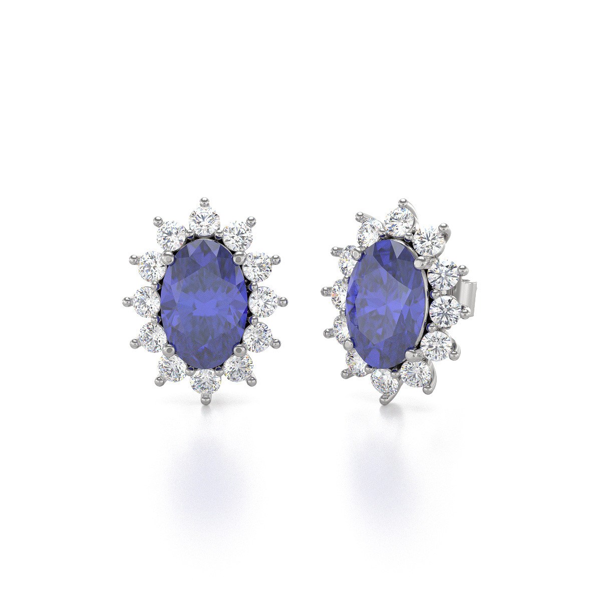 Boucles d'oreilles ADEN Or 585 Blanc et Tanzanite Forme Marquise 1.4grs