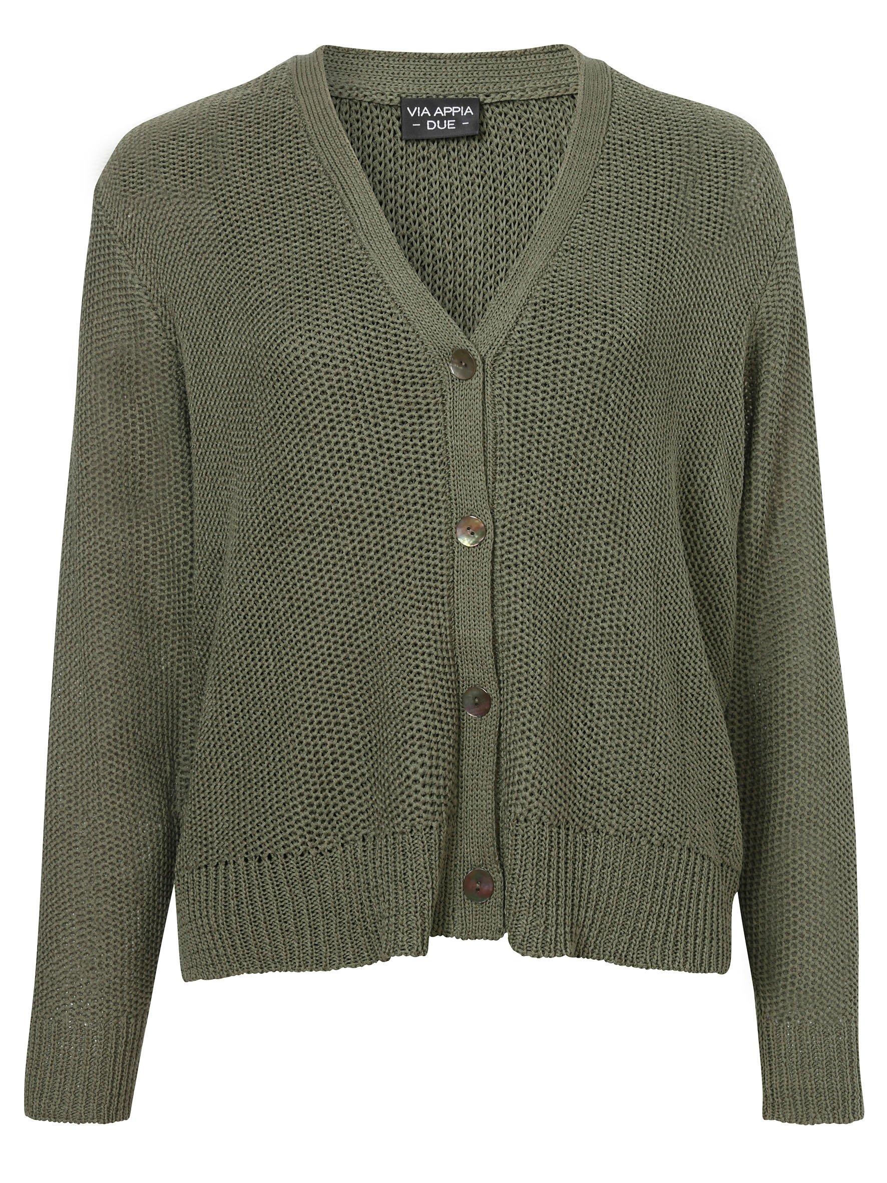 Strickjacke mit V-Ausschnitt und Knopfleiste