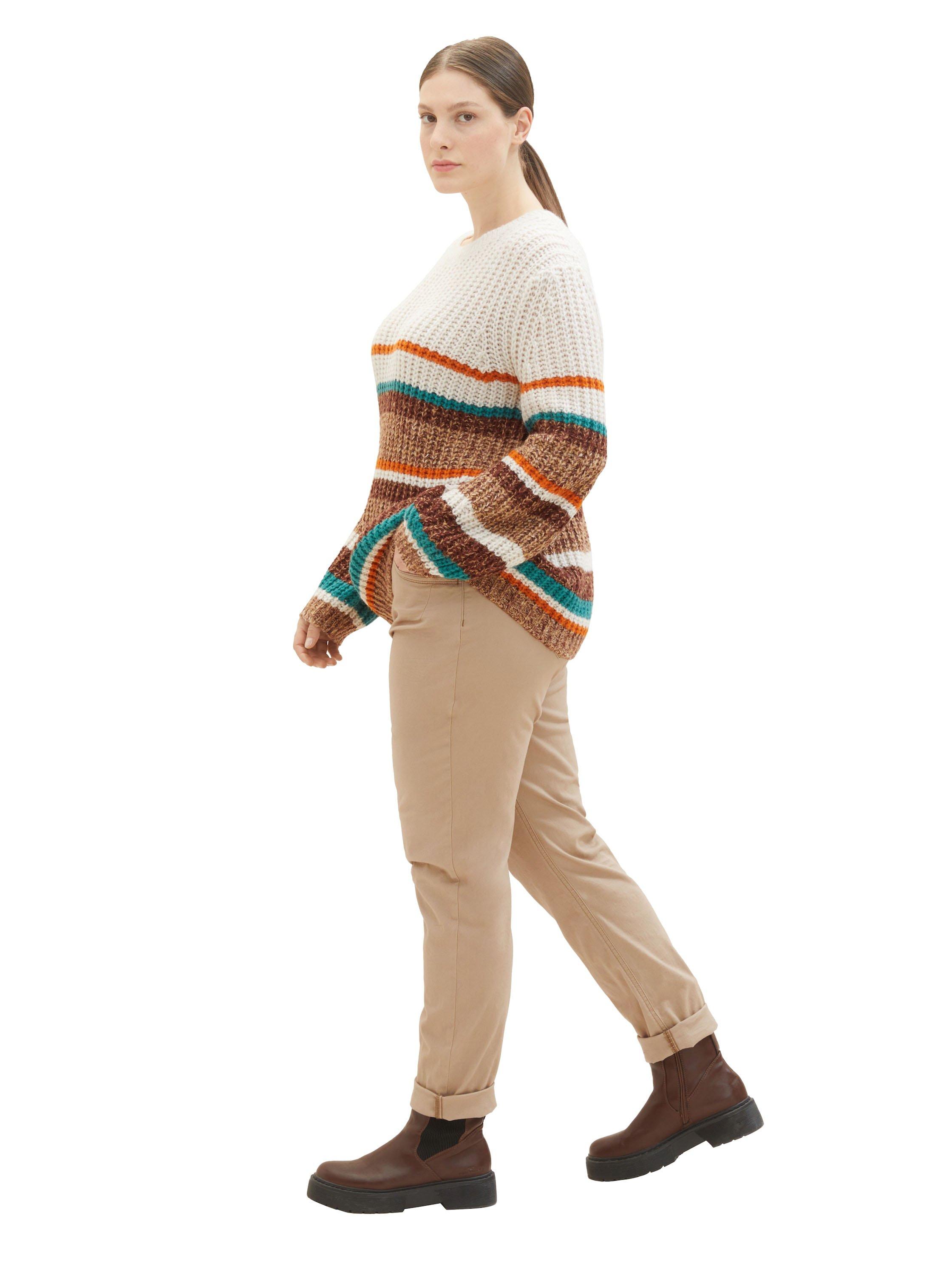 Gestreifter Strickpullover mit Wollanteil
