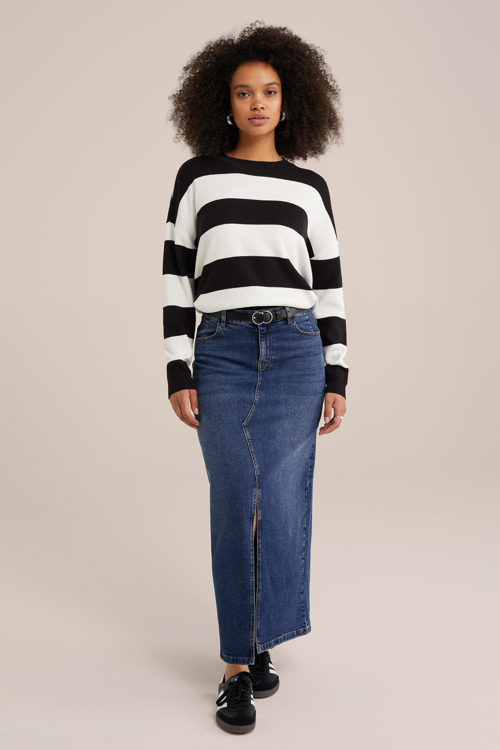 gestreepte trui WE Fashion Zwart