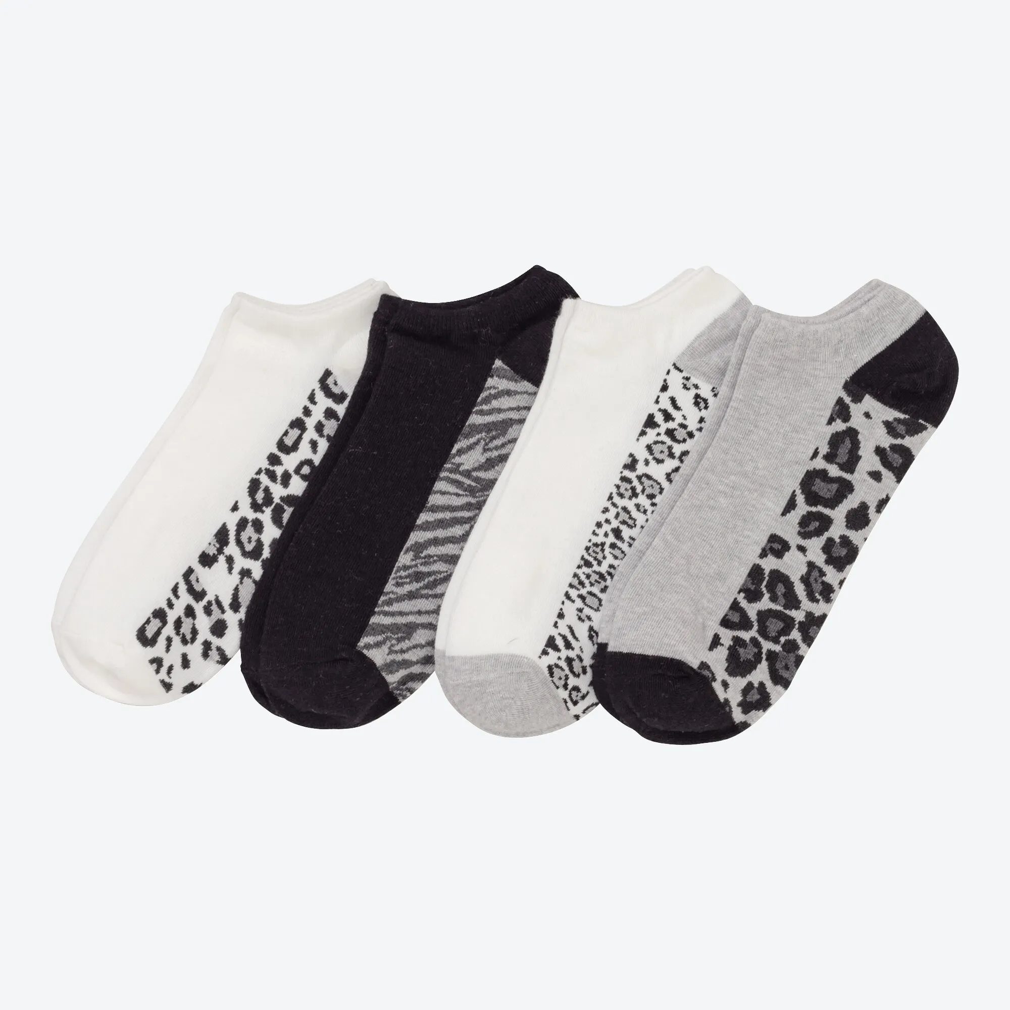 Damen-Sneaker-Socken mit Animal-Muster, 4er-Pack