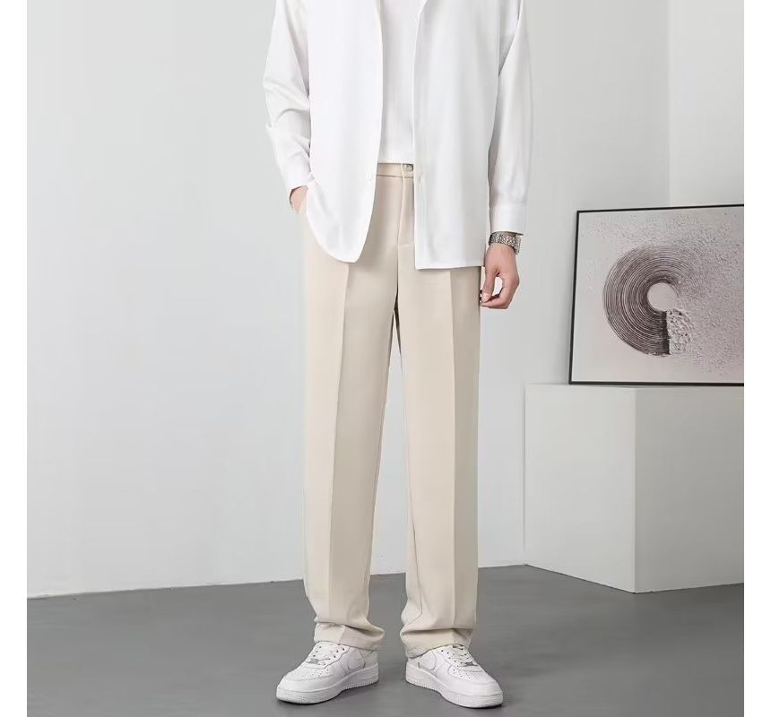 Lingaris - Mid Rise Plain Straight Leg Broek