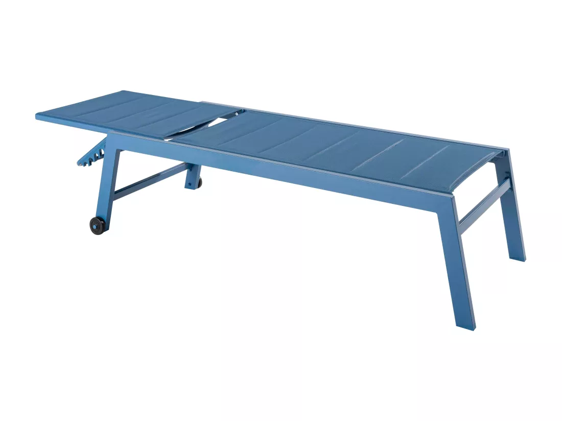 Lot de 2 bains de soleil en aluminium et textilène bleu - Noumea