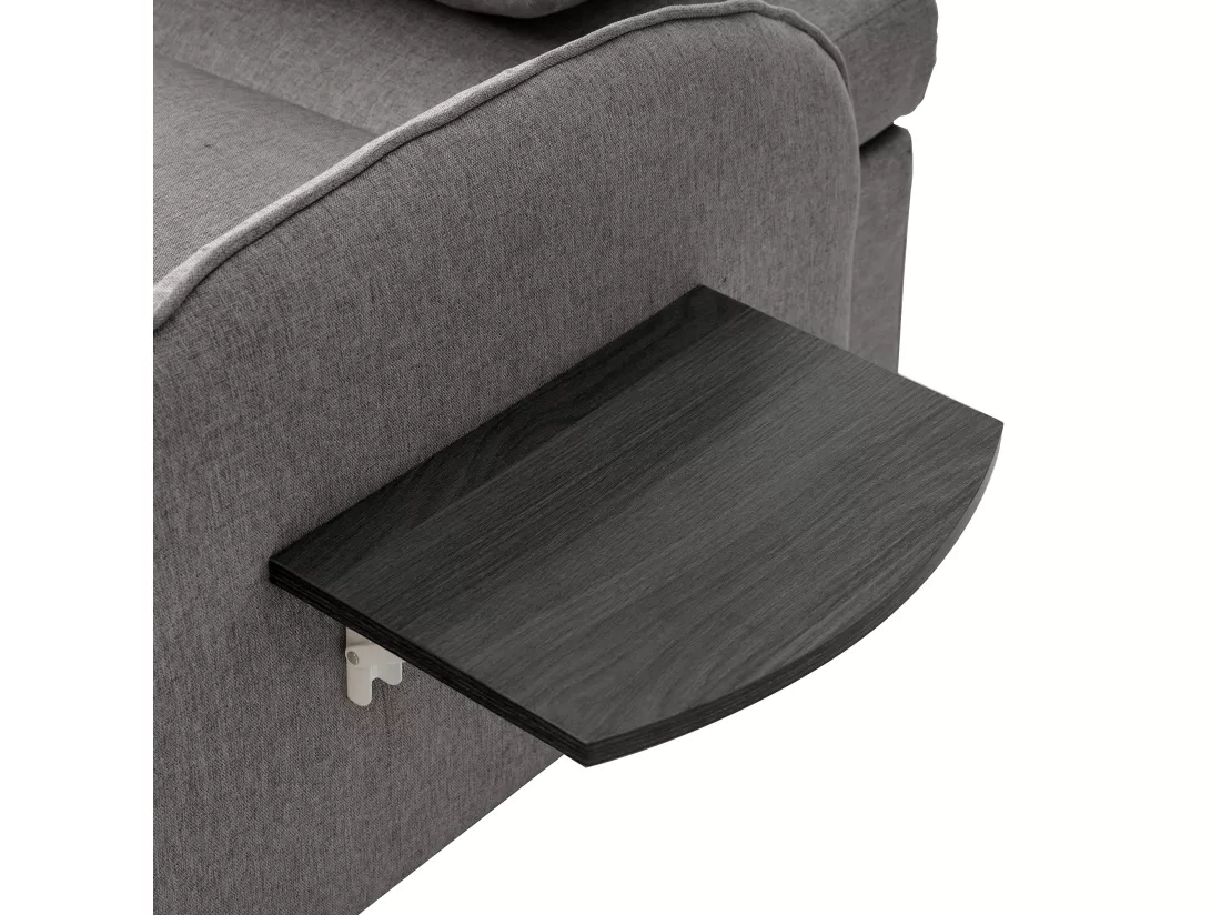 Fauteuil escamotable en lin - avec tables d'appoint pliantes - Gris