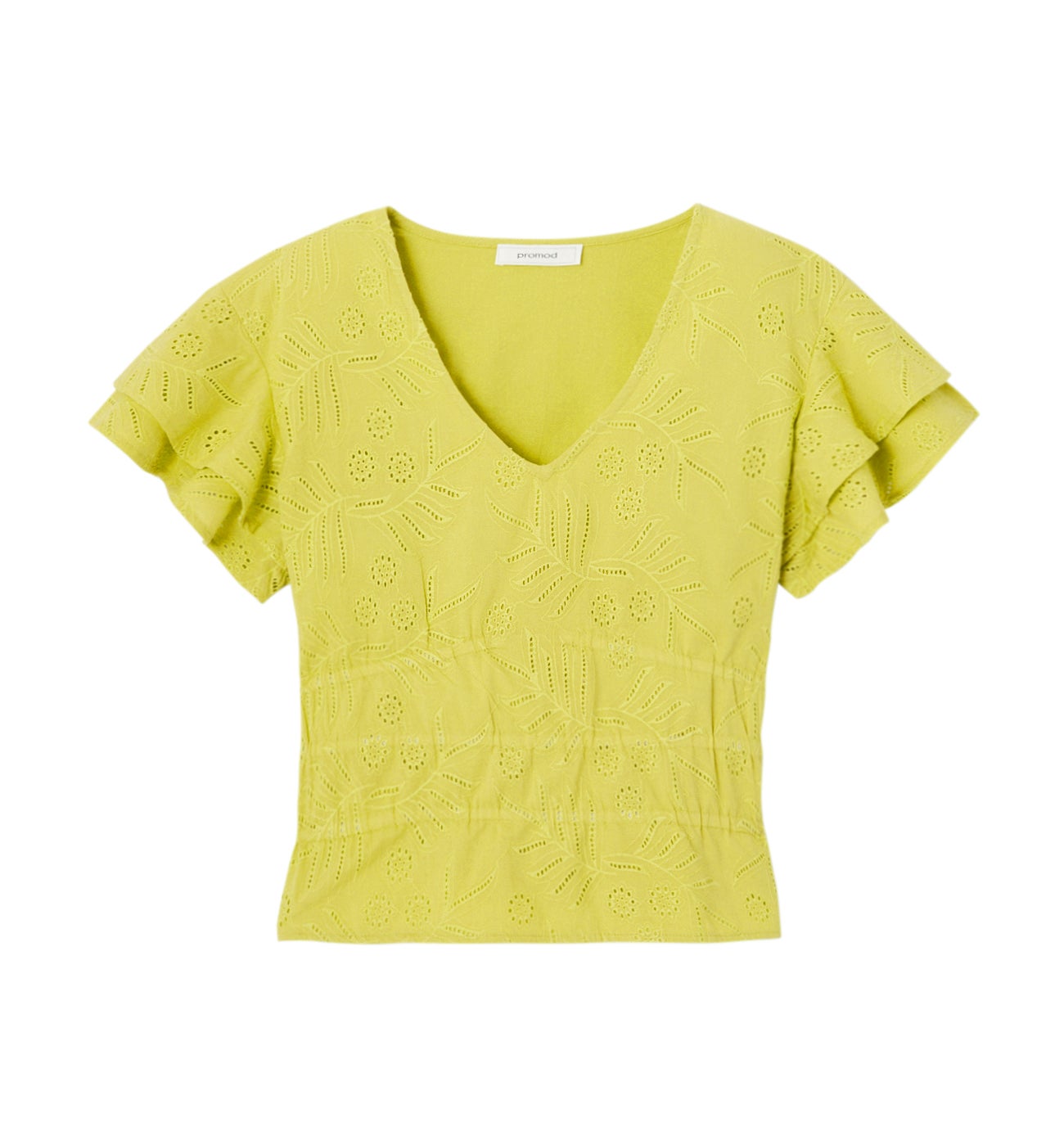 Blouse en broderie anglaise - Vert fluo