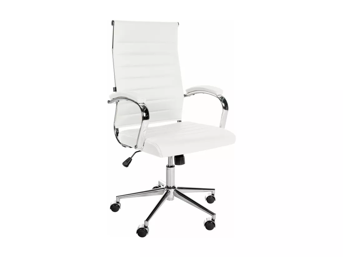 Chaise de bureau - Véritable cuir & Blanc - Blanc - Mollis