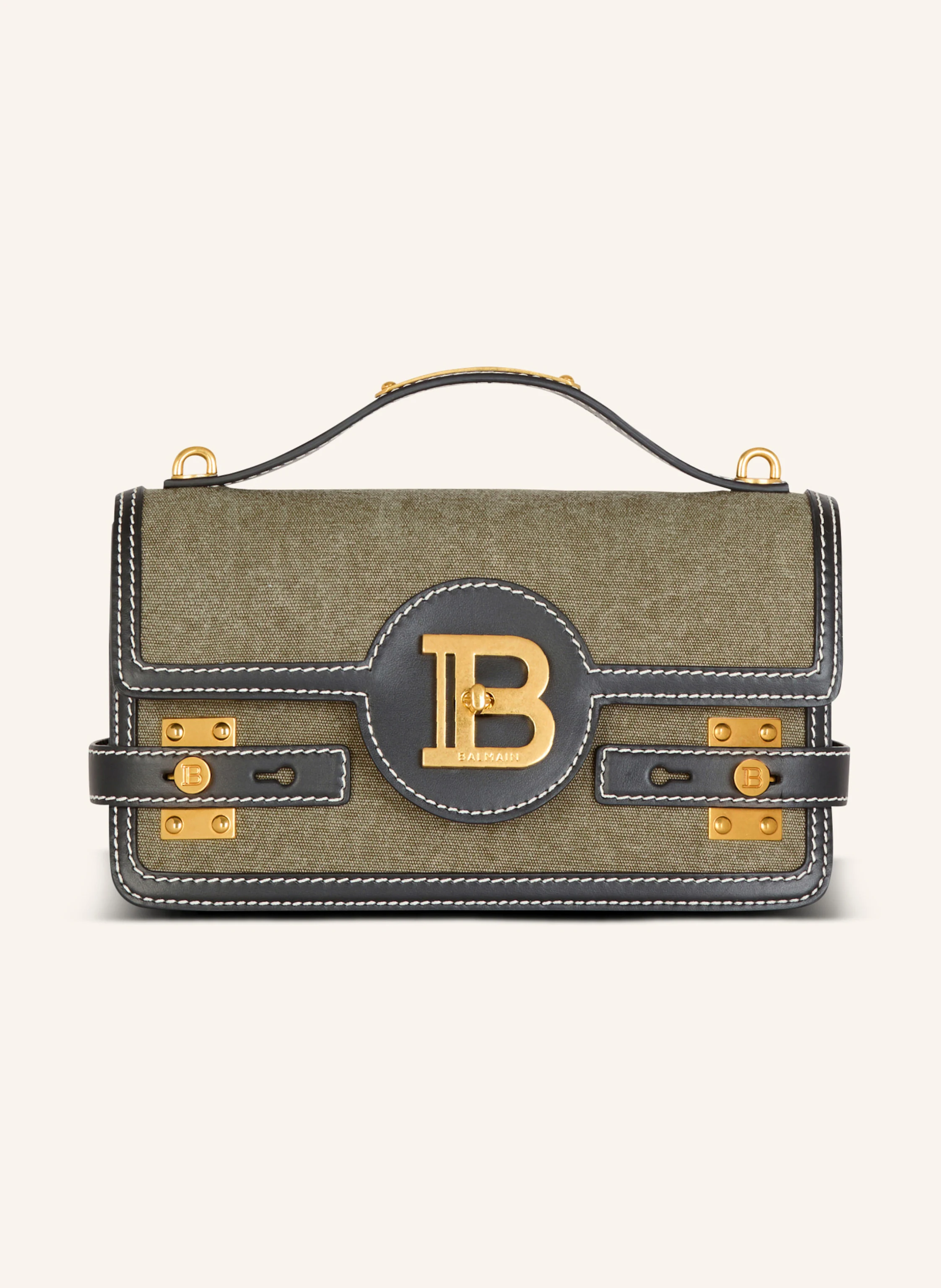 BALMAIN Tasche B-Buzz Shoulder 24 aus Leder und Canvas