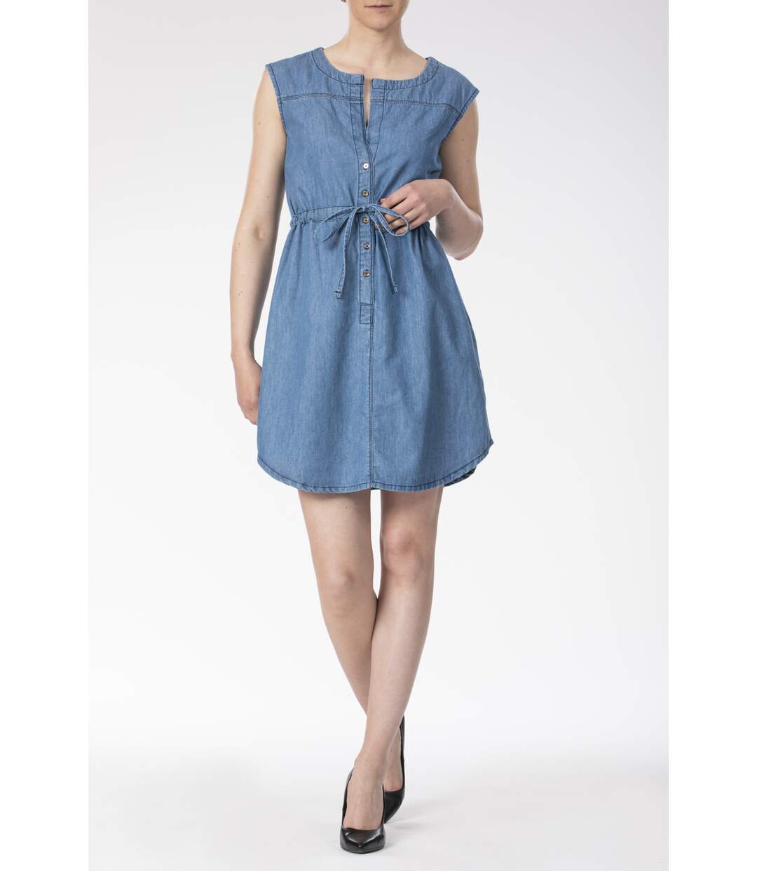 Robe sans manches chambray bleached EGLE BLEU