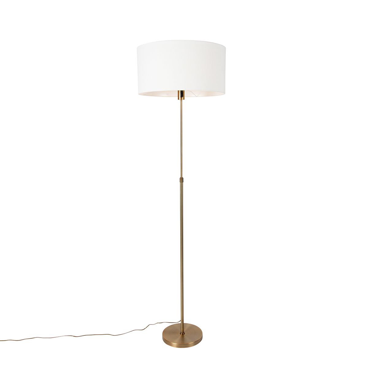 Vloerlamp verstelbaar brons met kap wit 50 cm - Parte